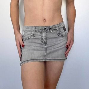 Y2k kill city denim zipper mini skirt